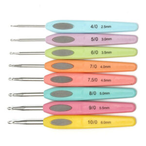 8pcs Colorful Soft Plastic Handle Aluminum Crochet Hooks Knitting Needles Set