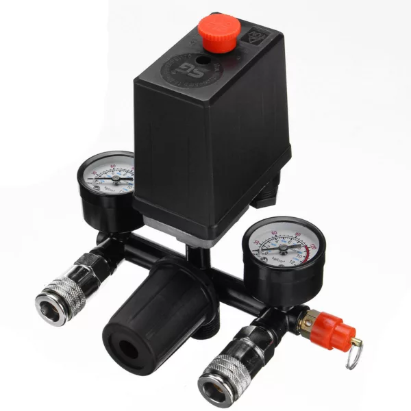 Air Compressor Pressure Switch Control Valve Manifold Regulator Gauges With Quick Connector