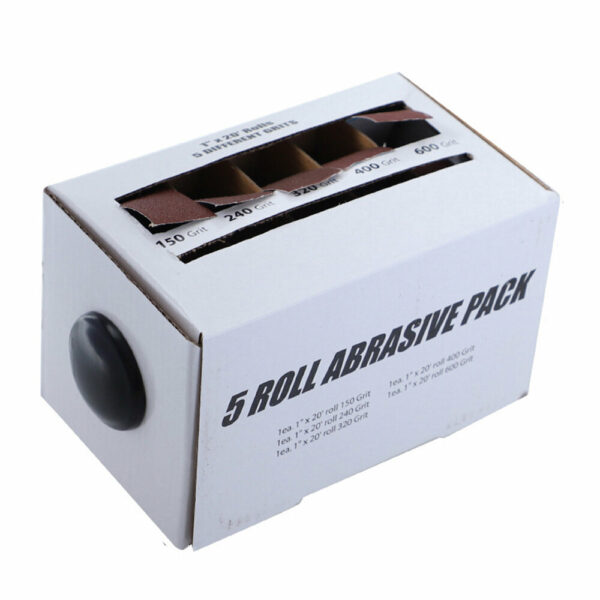 Drillpro 5Pcs Drawable Sandpaper Rolls 25mmx6m Boxed Assorted Abrasive Sandpaper Rolls For Wood Turners Furniture Repair Woodworkers Metal Workers and Automotive Body Work