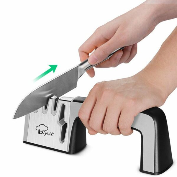 MYVIT 4 in 1 Knife Sharpener Diamond Coated&Fine Rod Knife Shears and Scissors Sharpening System Stainless Steel Blade