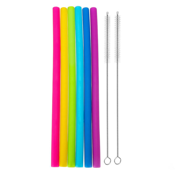 Reusable Straws Set 6PCS Silicone Straws Drinking Straws 6 Straight Straw With Brush