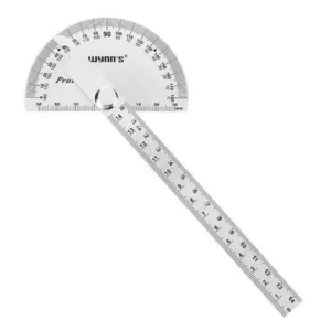 Wynns W0262A 90X150MM 180 Degree Stainless Steel Protractor Round Angle Ruler Tool