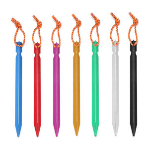 12PCS Aluminum Alloy Tent Nail Pegs Stakes With Rope Lightweight Camping Outdoor