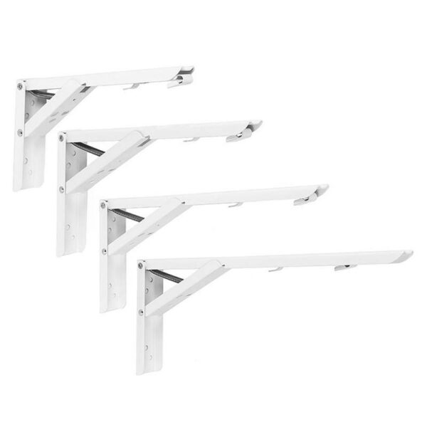 2pcs 8/10/12/14 Inch Folding Triangle Bracket Heavy Duty Steel L-Shaped Storage Wall Shelf Bracket