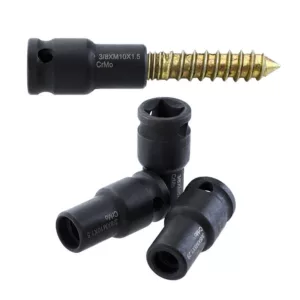 3Pcs 6mm/8mm/10mm Socket Adapter Cr-Mo Socket Holder 3/8 Inch Square Driver Bolt Driver for Hanger Bolts Thread Tools