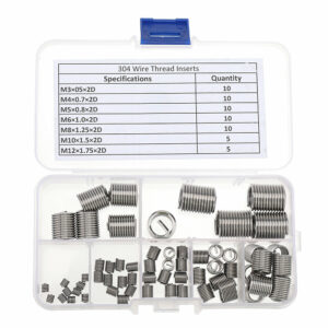 60PCS/set M3-M12 Thread Insert Set Stainless Steel Screw Thread Repair Insert Kit Wire Screw Sleeve Set